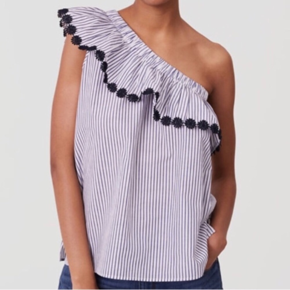 Loft Striped One Shoulder Top